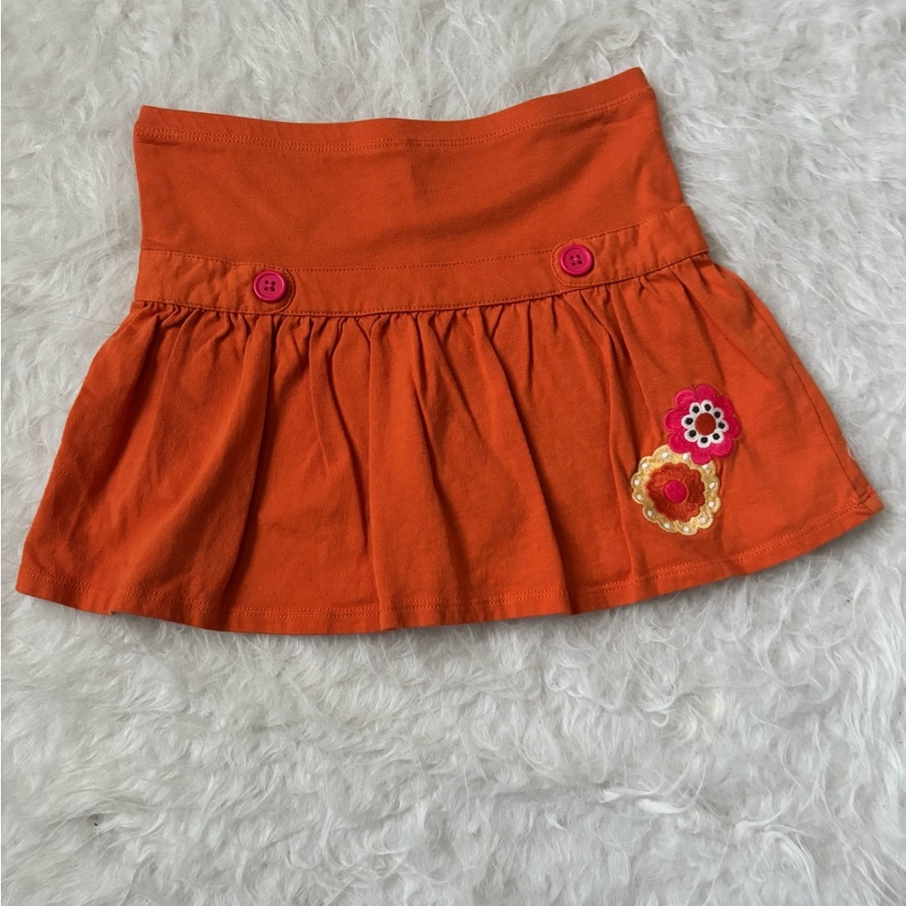 Crazy 8 Bright Orange Floral Appliqué Circle Skort